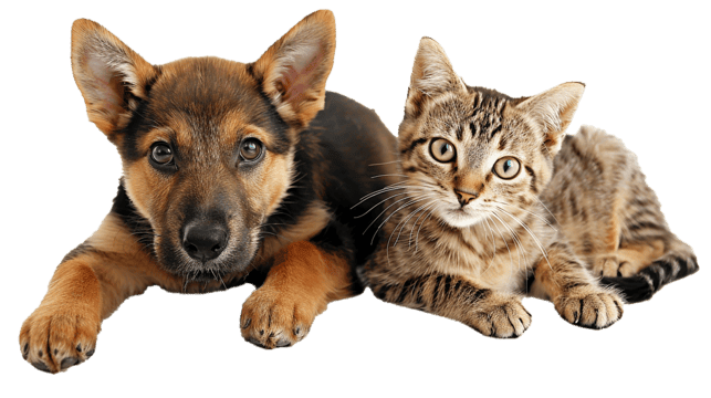 Ilustração de um cachorro e gato
